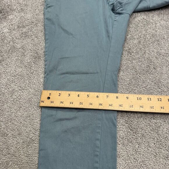 Zara Man Chino Pants Mens 31 Slate Blue Straight Leg Cotton Flat Front 32x27 - Picture 14 of 16